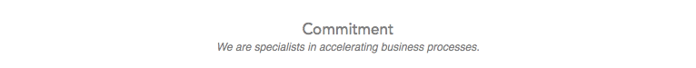 
Commitment
We are specialists in accelerating business processes.